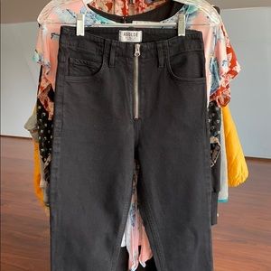 AGOLDE Black Denim Nico Zip Front High Rise Jeans